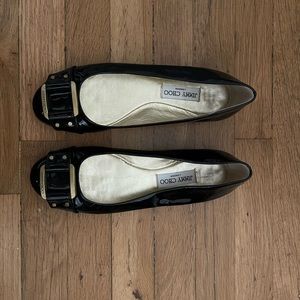 Like New Jimmy Choo Morse Ballet Flats. Black Patent Sz 40